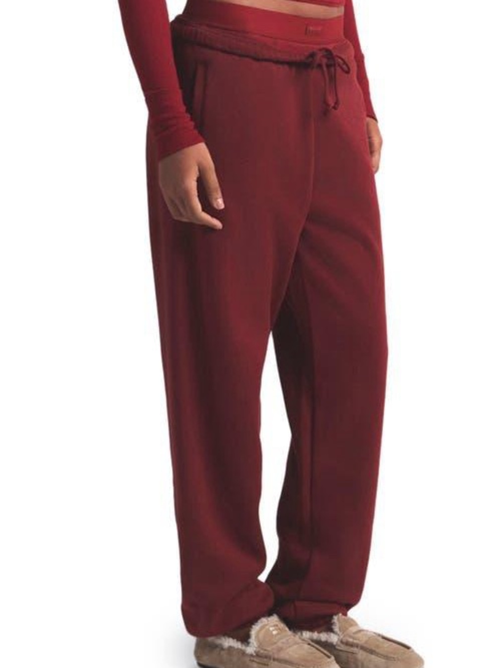 SKIMS cotton fleece blend classic joggers in red size small thick and comfy
